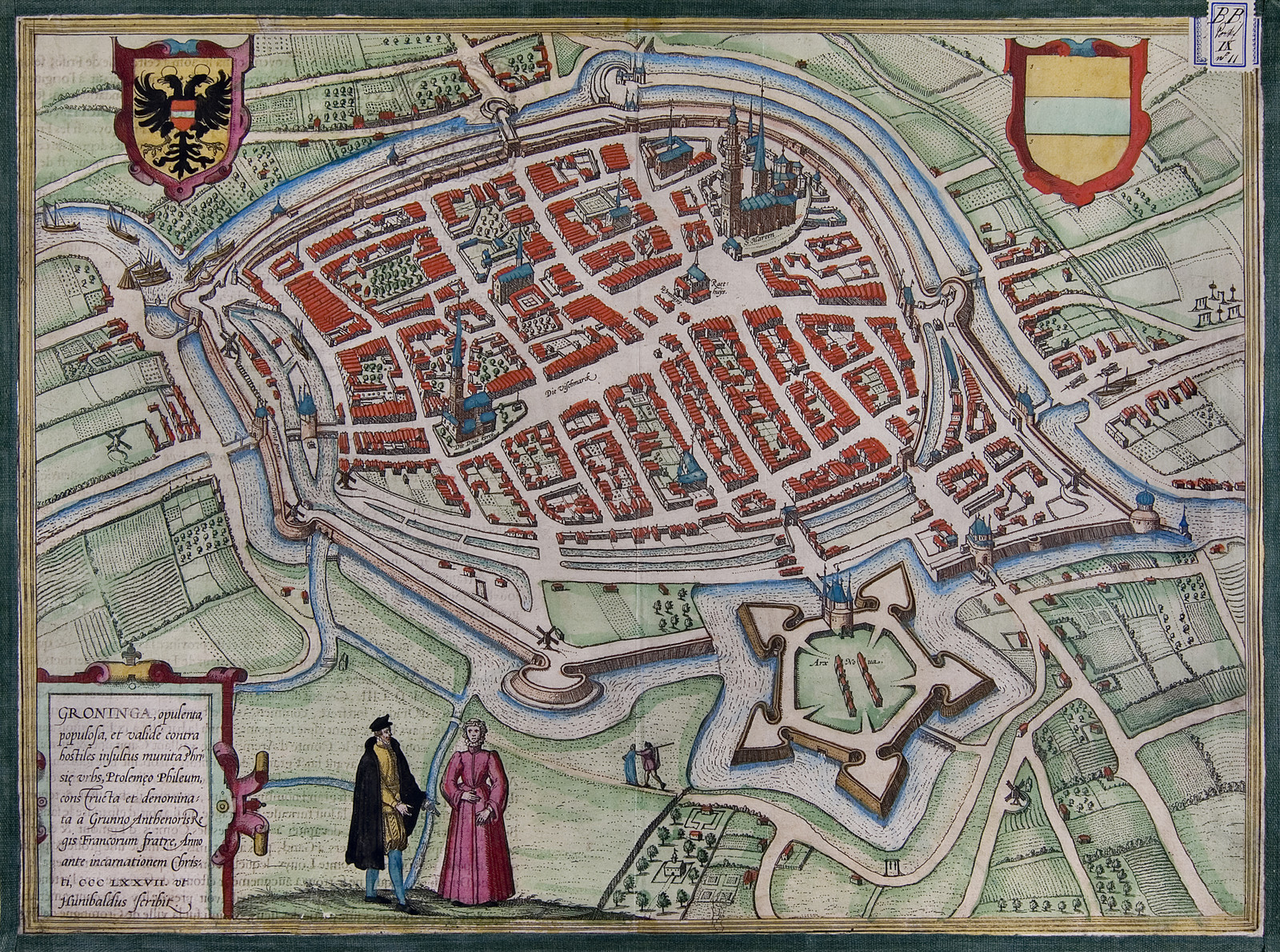 Plattegrond van de stad Groningen in 1575