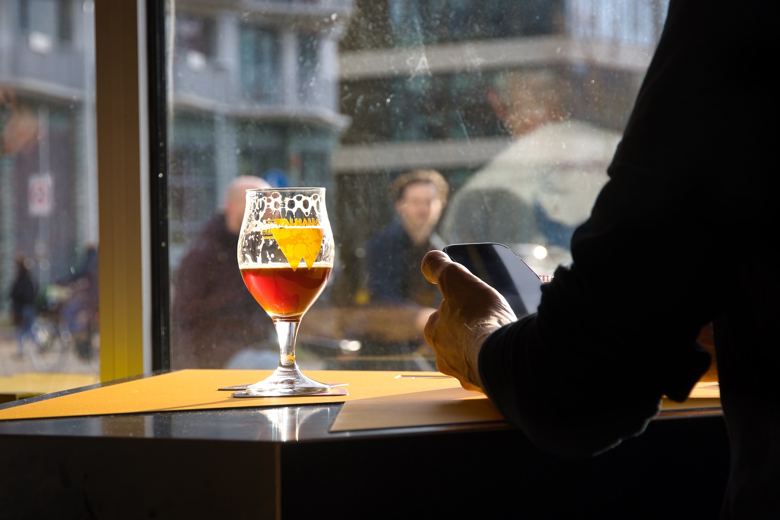 Enjoying a beer at taproom Walhalla Craft Beer in Amsterdam