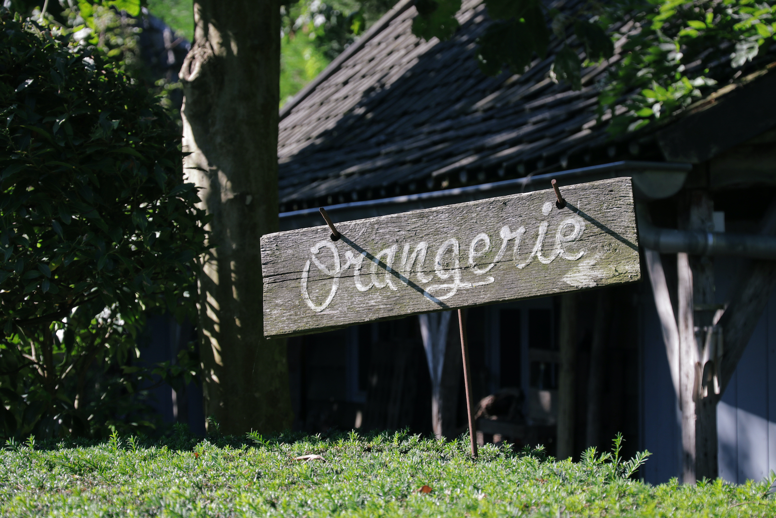 Orangery sign at Domaine d'Heerstaayen