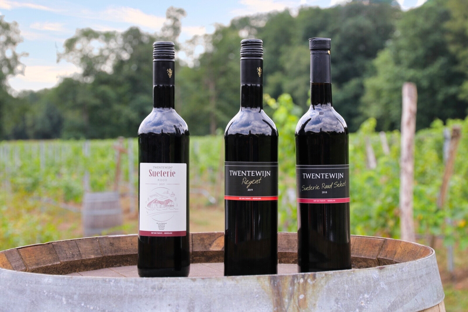 Red wines produced by Hof van Twente Winery