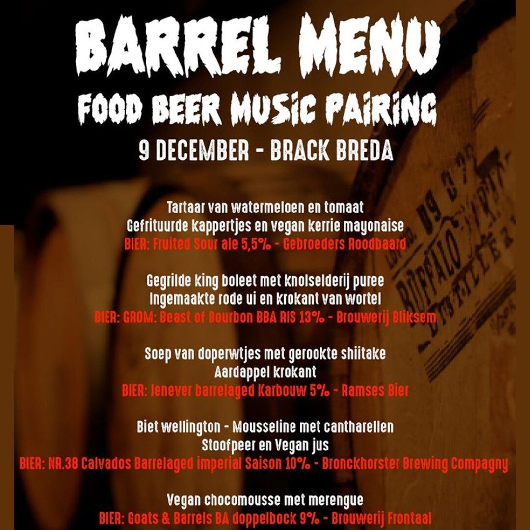 Beer and food pairing menu at BRACK Breda