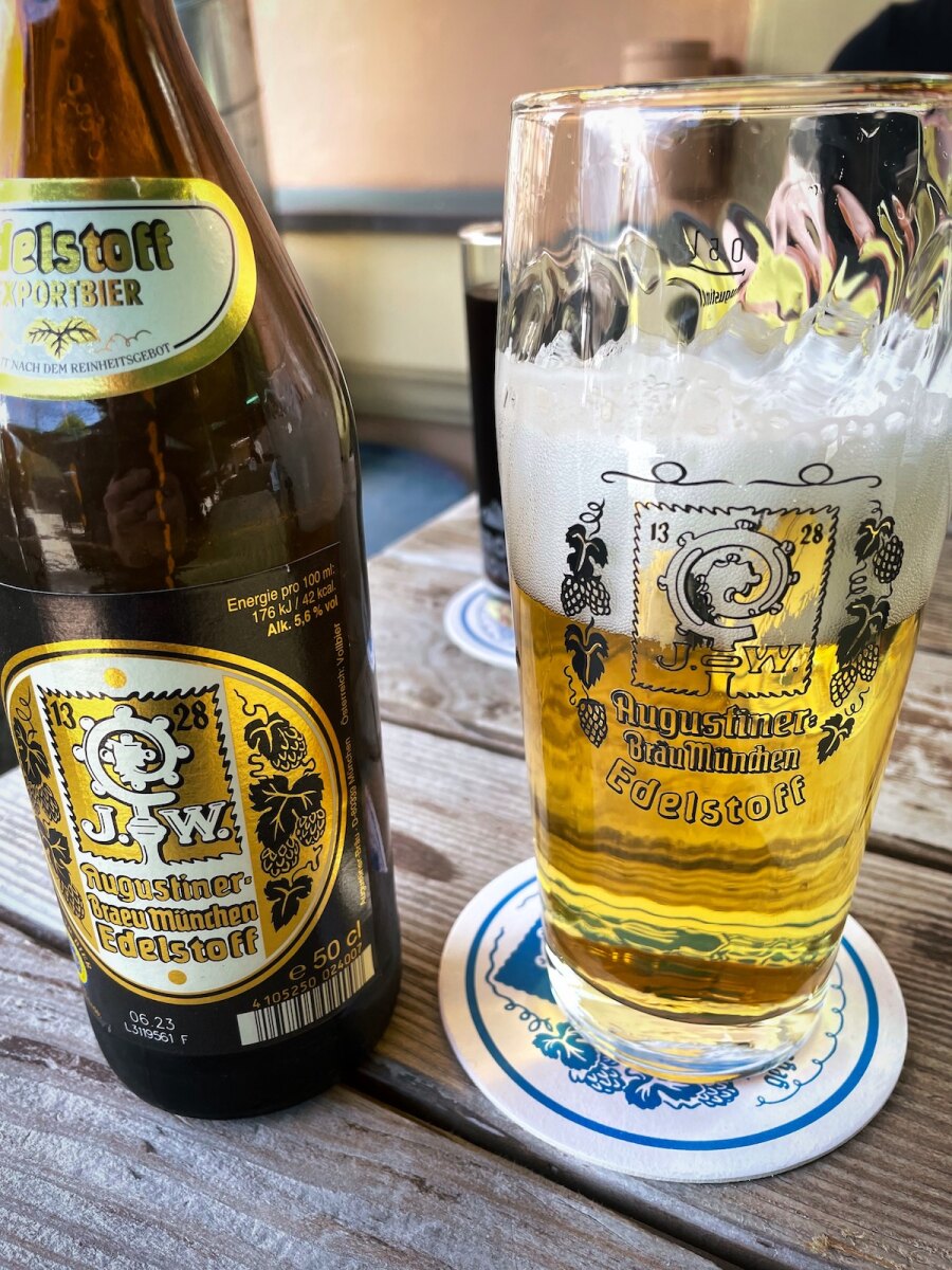 Augustiner Bier at Bierstindle in Innsbruck