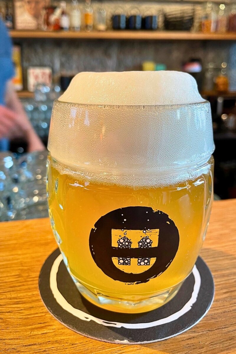A Helles beer from tap at Bierfabrik in Innsbruck
