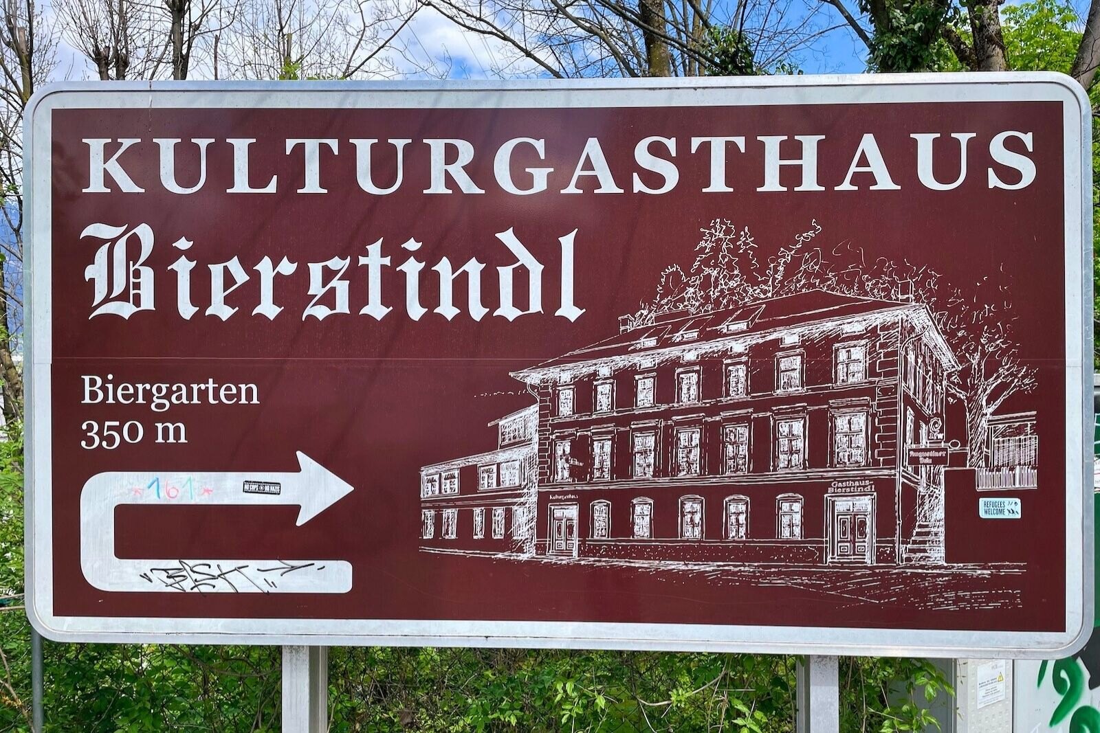 Signpost Kulturgasthaus Bierstindle in Innsbruck