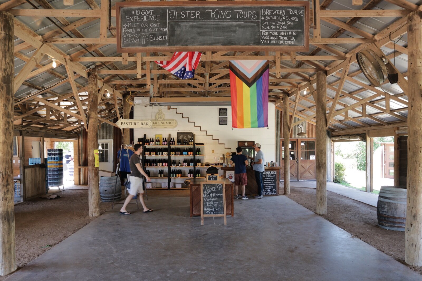 Main hall at Jester King brewery 