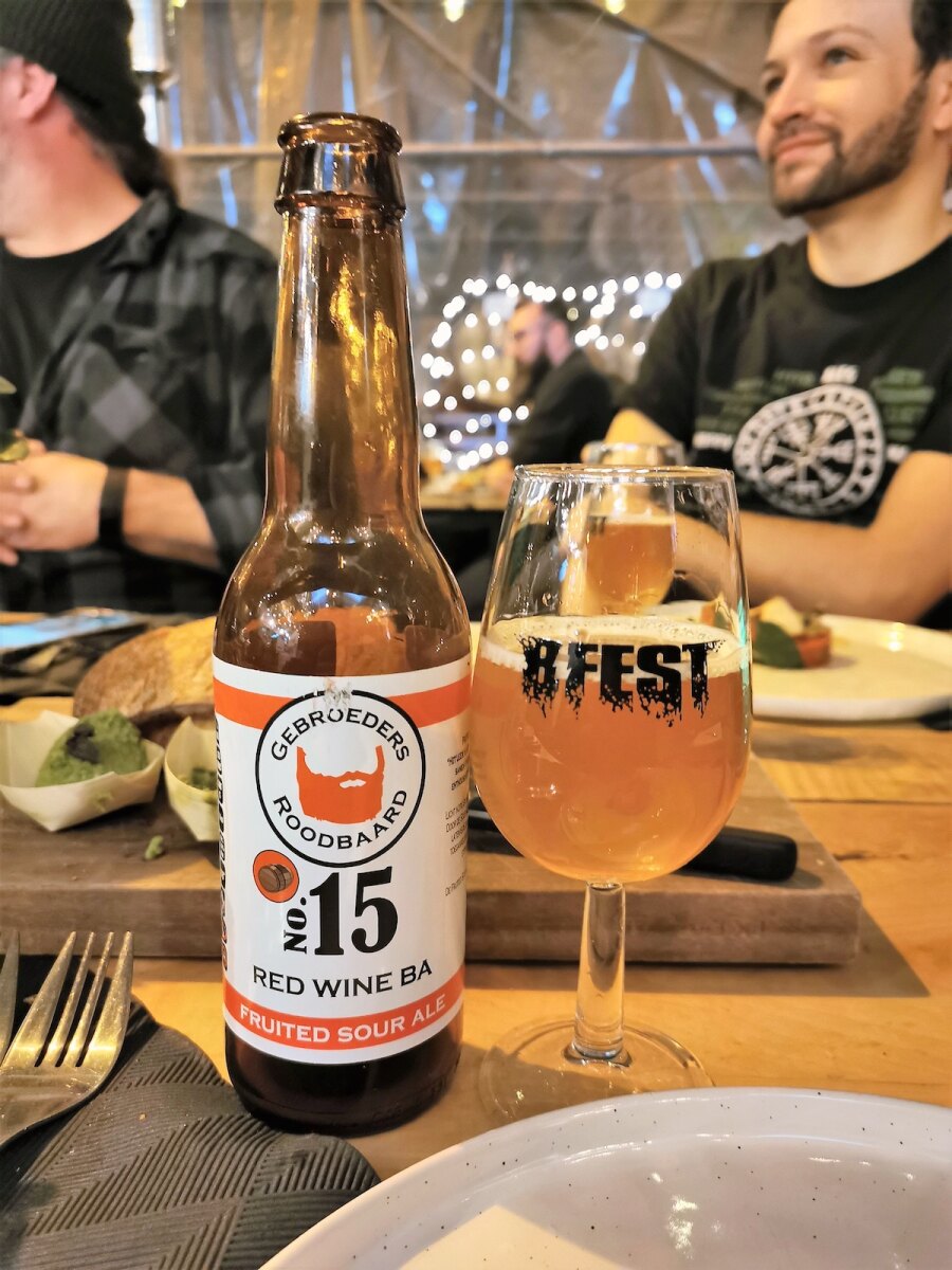 Red WIne BA Fruited Sour Ale by Brouwerij Roodbaard at beer and food pairing event at BRACK Breda