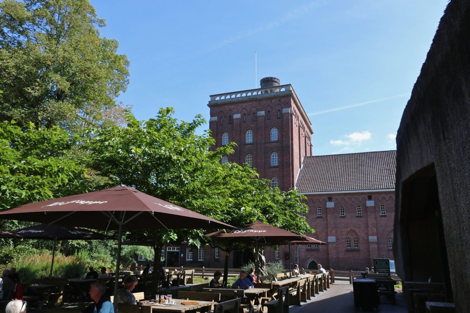 Taproom, outdoor terrace and malting tower La Trappe Trappist 