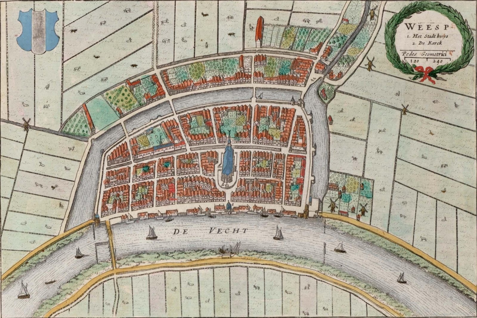 The town of Weesp along the river Vecht in 1649