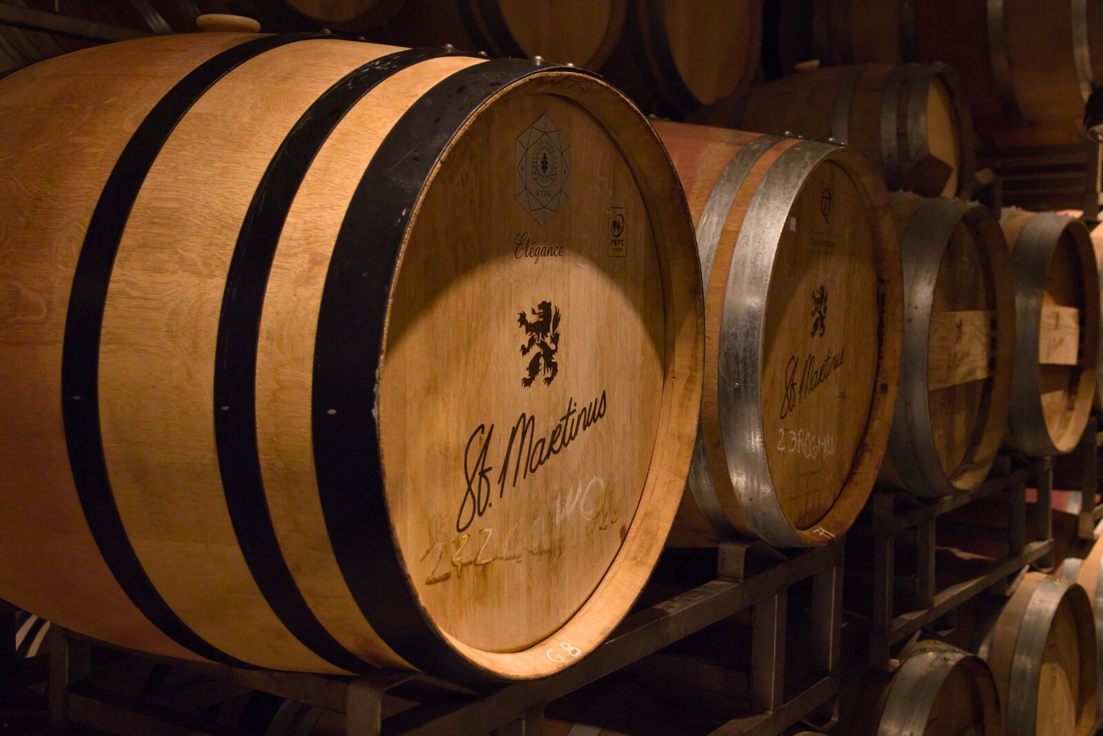 Wine barrels at St. Martinus Wine Estate
