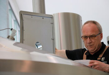 Brother Christiaan at work in the brewery