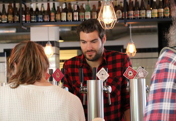 Tasting beers at the taproom of Brouwerij t IJ