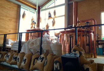 The copper brew kettles of Brouwerij Maximus