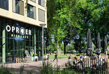 Outside terrace at Oproer Biercafé in Utrecht