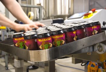 Packing Walhalla Loki Golden IPA beer cans