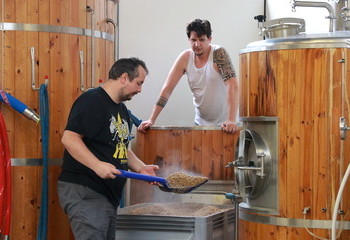 At work in the brewery room of Brouwerij Walhalla
